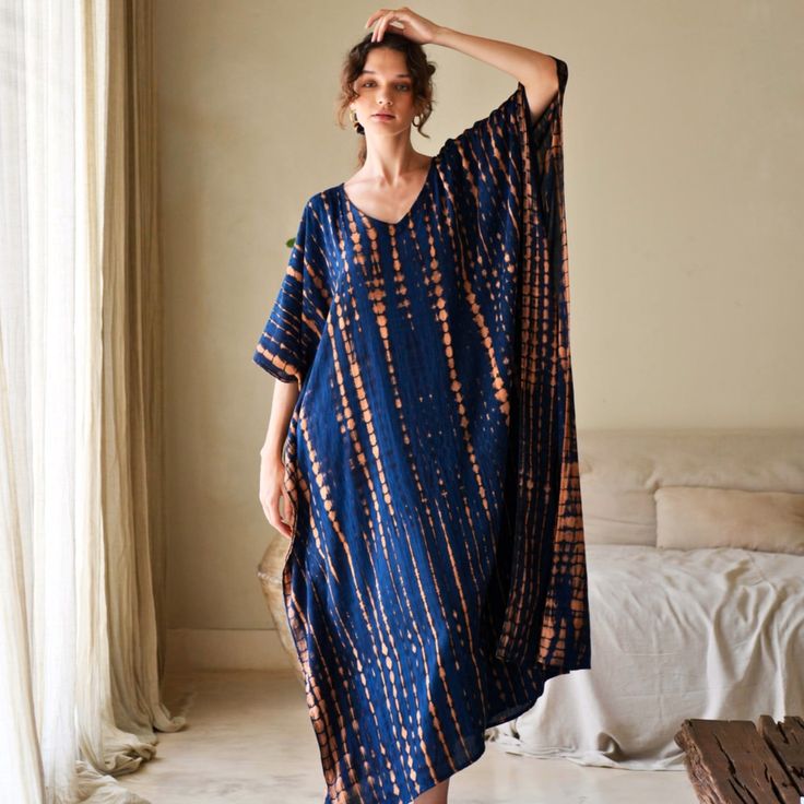 Stand out with this head-turning V-neck sweeping silhouette, this kaftan dress calls to mind dreamy days spent at home or going to a yoga class.  This one-size-fits-most approach will flatter many figures with our everchanging sizing.   We created garments that are meant to last season after season. Each garment is carefully tailored made by our small team of women artisans in Bali from the comfort of their own homes.  100% Rayon. Handmade with love. Handwash cold. Lay flat to dry. 100% Rayon. June Birthstone Jewelry, Gifts For New Mums, Pearl Jewellery Earrings, Jewelry Ring Box, Kaftan Dress, Women Artisans, Eye Jewelry, June Birth Stone, Yoga Class