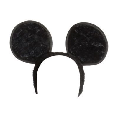 a black mickey mouse ears headband on a white background