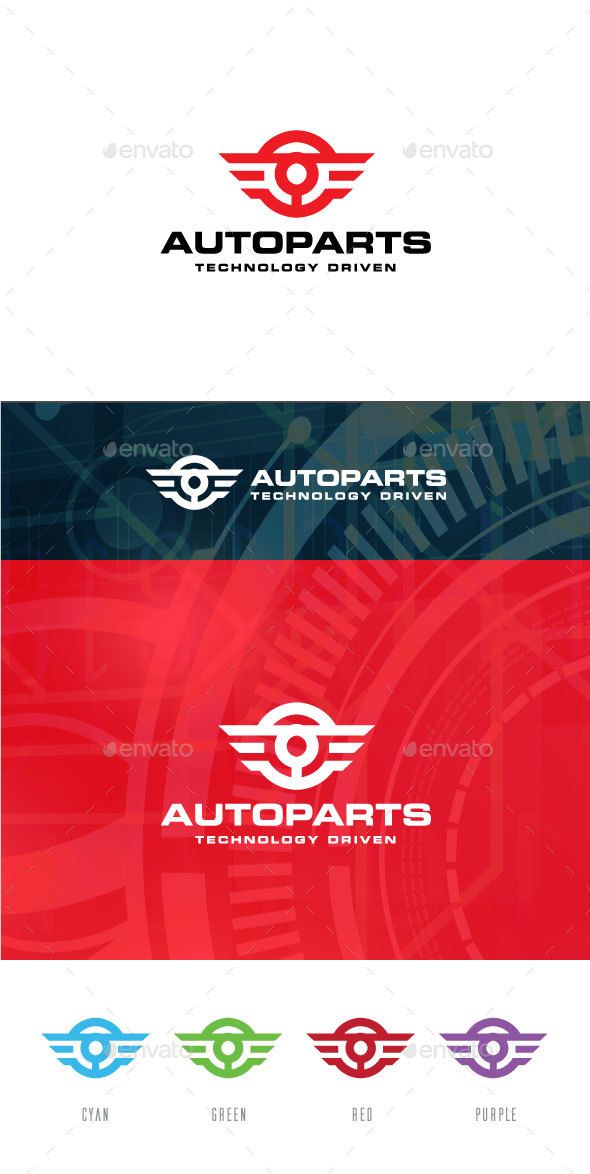 the logo for auto parts is shown here in this image, there are many different colors and