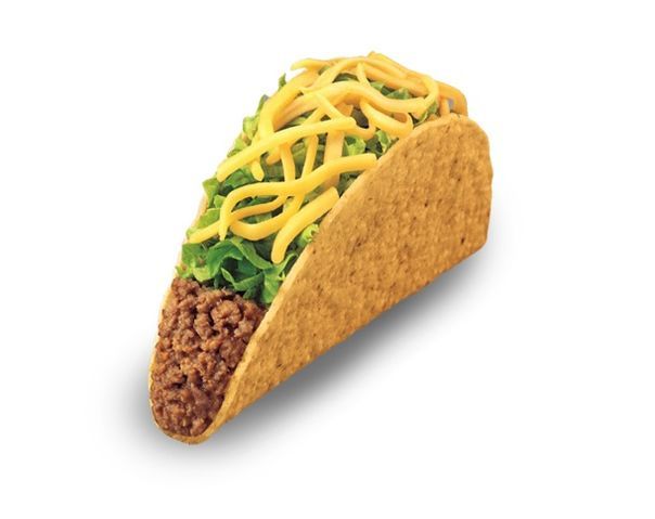 a taco with cheese and lettuce on it is sitting on a white surface