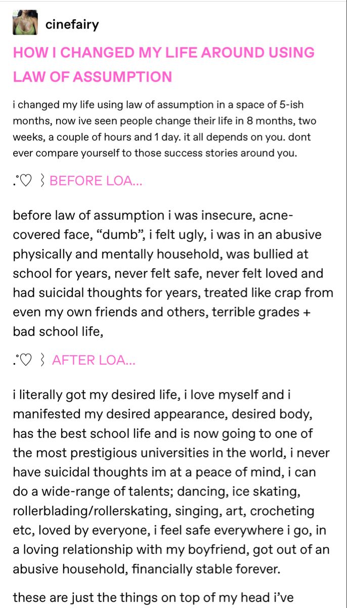 an article about how i changed my life around using the law of asumption