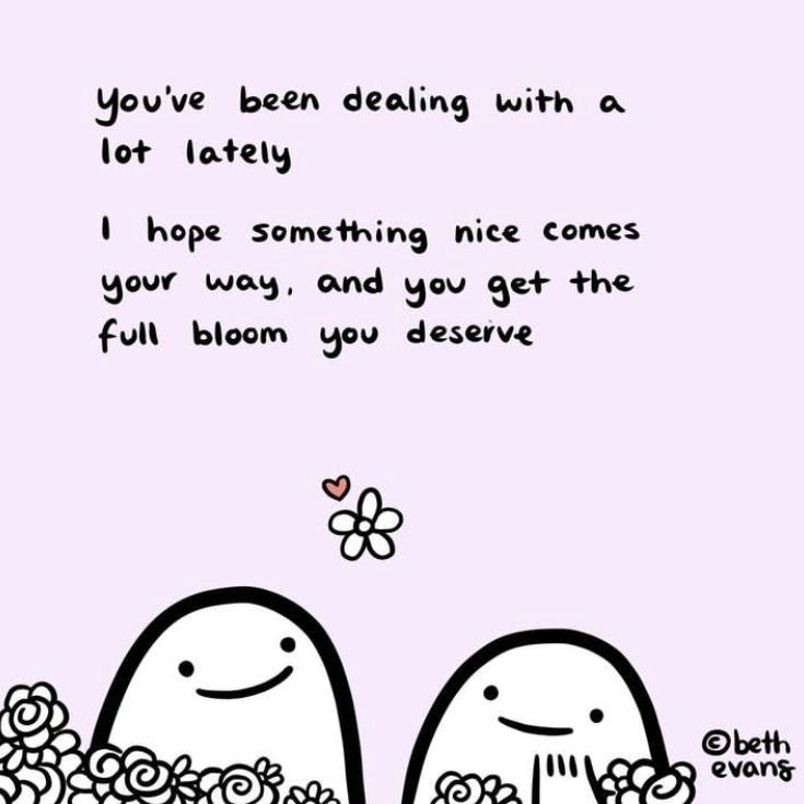 two cartoon penguins with flowers on their heads and the words you've been dealing with a lot lately i hope something nice comes your way, and you get the full bloom