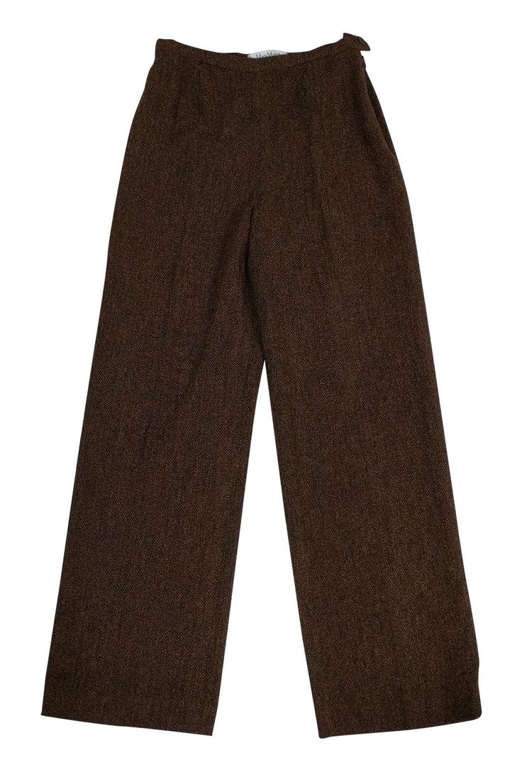 Current Boutique-Max Mara - Brown Wool Trousers Sz 4 Brown Dress Pants For Business Casual Fall Season, Brown Dress Pants For Business Casual In Fall, Fall Season Brown Business Casual Dress Pants, Classic Brown Pants For Office, Brown Office Pants For Fall, Classic Brown Dress Pants For Office, Classic Brown Bottoms For Office, Classic Brown Office Bottoms, Brown Winter Workwear Dress Pants