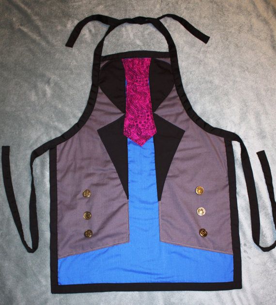 an apron made to look like the back of a man's jacket