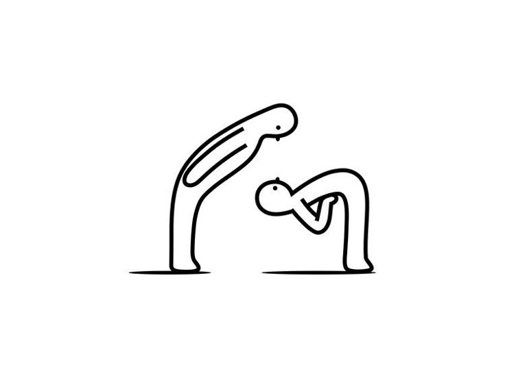 a black and white drawing of a person doing a handstand