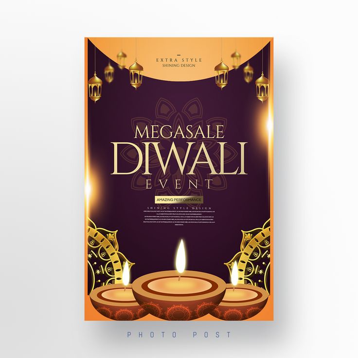 a flyer for a diwali event with candles and lights on the table in front of it