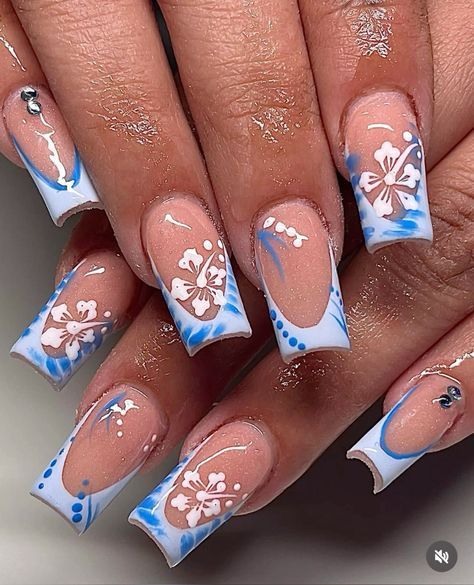 Hawaiian Nails, Holiday Acrylic Nails, Summery Nails, Girly Acrylic Nails, Classic Nails, Acrylic Nails Coffin Pink, Unique Acrylic Nails, Nails Only, Acrylic Nails Coffin Short