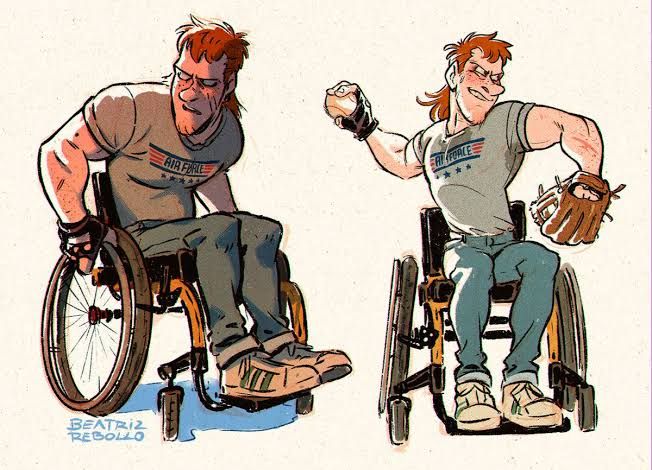 two people in wheelchairs one is holding a baseball and the other is throwing a ball