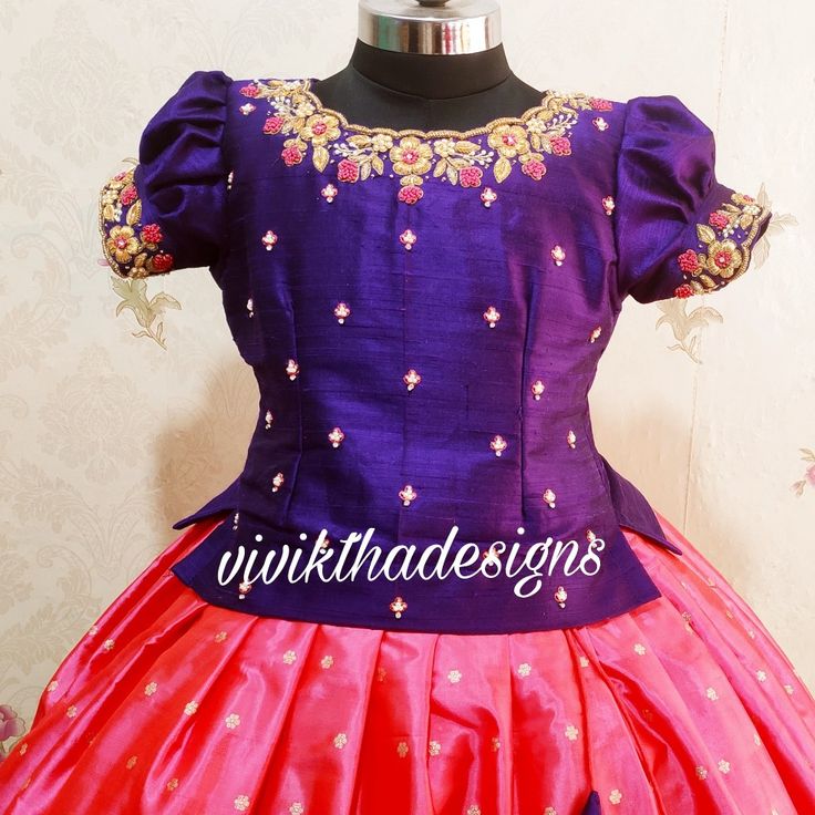 Patu Langa Blouse Designs, Pattu Pavadai Kids Blouse Designs Maggam Work, Kids Pattu Langa Blouse Designs Maggam Work, Kids Pattu Langa Blouse Designs, Kids Pattu Langa Designs, Pattu Pavadai Kids Blouse Designs, Pattu Lehenga For Kids, Langa Blouse For Kids, Kids Long Skirts