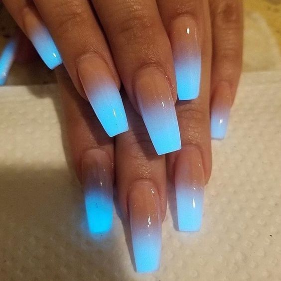 Neon Blue Nails, Nails Galaxy, Dark Nail Designs, Baby Boomers Nails, Ombre Acrylic, Neon Acrylic Nails, Oscars After Party, September Nails, Blue Acrylic Nails