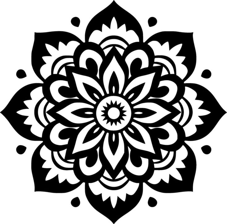 a black and white flower design on a white background