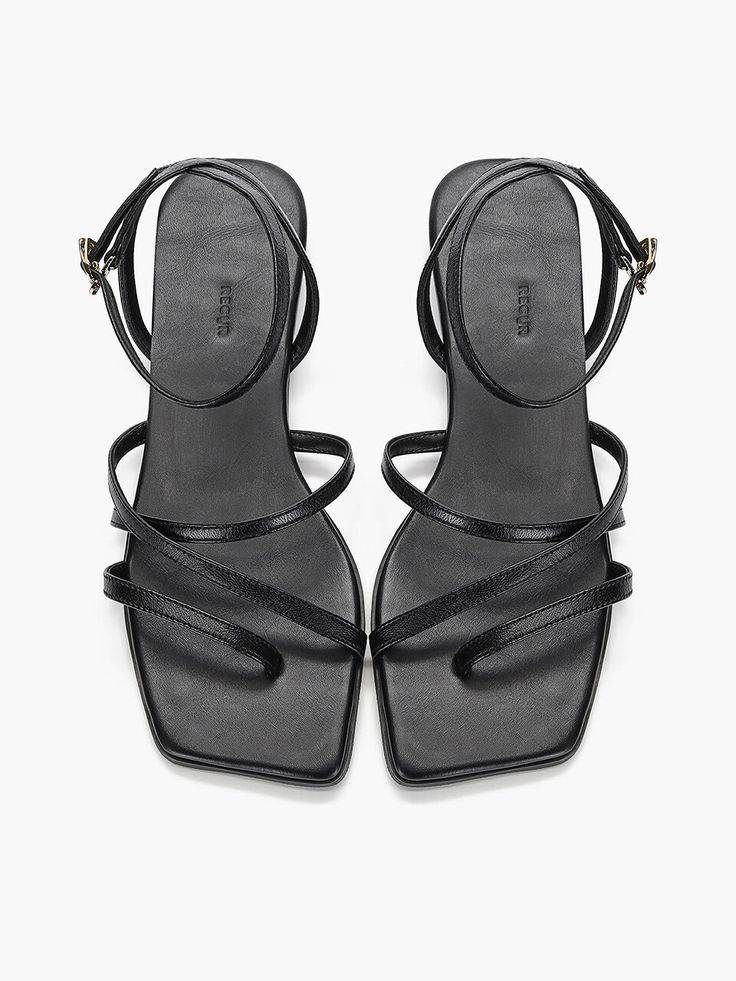 Editor's NotesRecur's shoes are inspired by pieces of memories that make the better 'me' and 'us'.- Light-weighted- Eye-catching crossing strap detail- Adjustable ankle strap with buckle- Feminine and classic styleMeasurements(in.)- Size: KR 225MM (US 5.5) ~ KR 250MM (US 8)- Heel Height: 0.59in.*Fits true toComposition & Care- Sheepskin- Lining: synthetic leather- Outsole: rubber- Avoid direct heat and moisture- Professional cleaning is recommendedDesigner- by Recur Medium Width Ankle Strap Sandals, Adjustable Double Strap Heels With Heel Strap, Ankle Strap Sandals With Heel Loop, Medium Width Ankle Strap Sandals With Adjustable Strap, Medium Width Sandals With Strap And Open Heel, Summer Ankle Strap Sandals With Penny Strap, Medium Width Open Heel Sandals With Strap, Medium Width Strappy Sandals With Heel Strap, Black Open Toe Sandals With Penny Strap