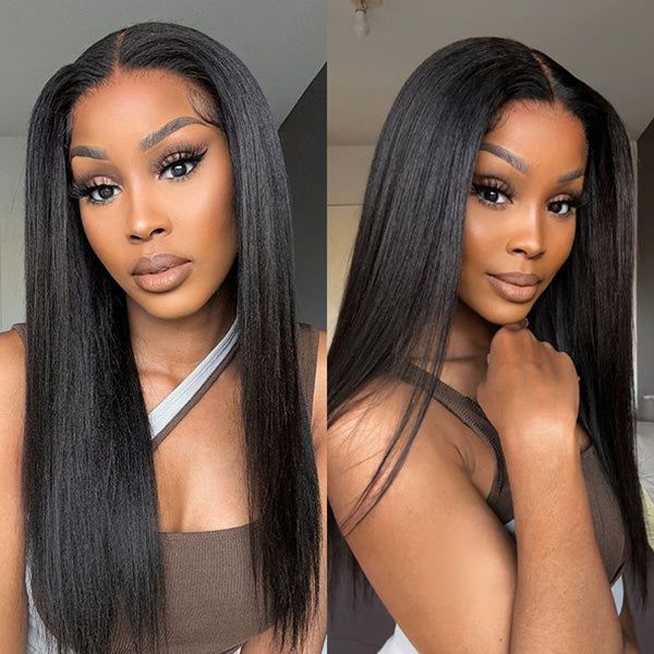 Hair Material: 100% Human Hair Hair Texture: Yaki Straight Hair Knots: Bleached Knots Wig Type: Pre Everything Wear Go Wigs Hair Color: #1B Natural Black Hairline: Pre-Plucked Natural Hairline Hair Length: 18-32 inches Wig Density: 180% Lace Design: 10x6 Precut Transparent Lace Cap Size: Average Size (Head circumference: 22.5inch) Hair Quality: High Quality, Free Tangling, Minimal Shedding. Features: Wear and go wig. Glueless. Easy to wear. Beginner friendly. Shipment: DHL, FedEx, TNT, UPS 3-6 b Natural Curly Wig, Hair Growing, Human Hair Color, Colored Wigs, Body Wave Wig, Short Bob Wigs, Straight Human Hair, Blonde Wig, Long Wigs