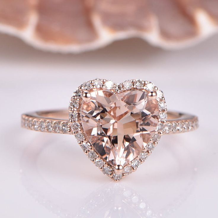 Morganite Engagement Ring Rose Gold, Heart Engagement, Elegant Engagement Rings, Heart Engagement Rings, Engagement Ring Shapes, Engagement Ring White Gold, Heart Shaped Rings, Morganite Engagement, Dream Engagement Rings