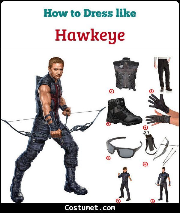 an image of how to dress like hawkeye from the avengers movie, with instructions