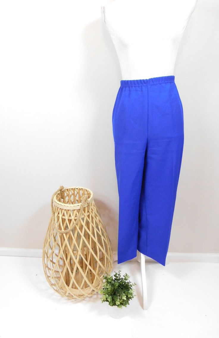 Vintage 80s Nikki Royal Blue High Elastic Waist Pleated Front Polyester Boot Leg Mom Pants Trousers Slacks Sz 20/2X Plus Size by WearingMeOutVtg on Etsy Minimal Mom, Mom Pants, Slacks Trousers, Fast Fashion Brands, Transparent Fashion, Blowout Sale, Trousers Pants, Knee Dress, Floral Chiffon