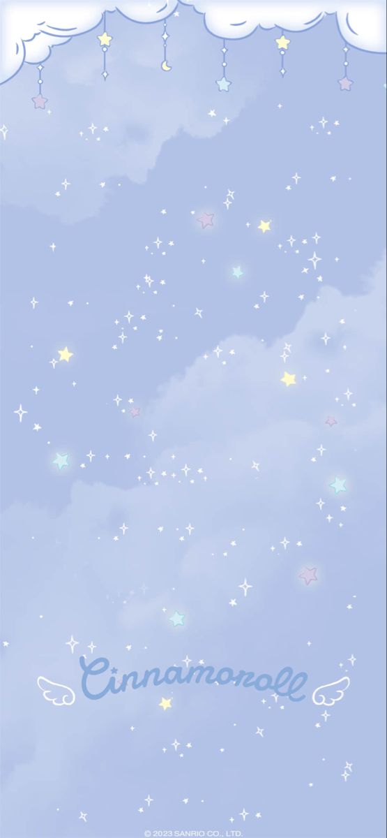 a blue background with stars and clouds in the sky that says,'cinnamonall '