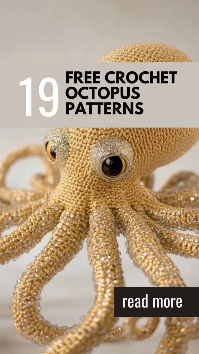 an octopus made out of yarn with the words 19 free crochet octopus patterns