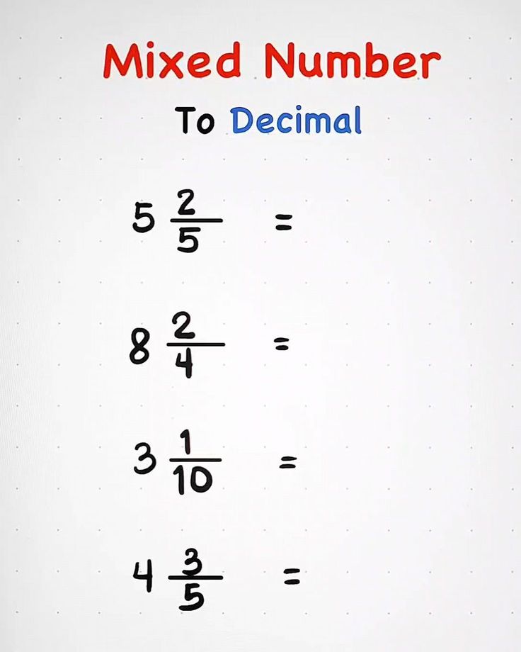 an image of mixed numbers to decimal