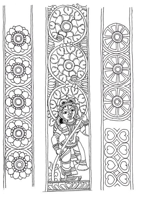 an intricately decorated window in the shape of a woman with flowers on her head