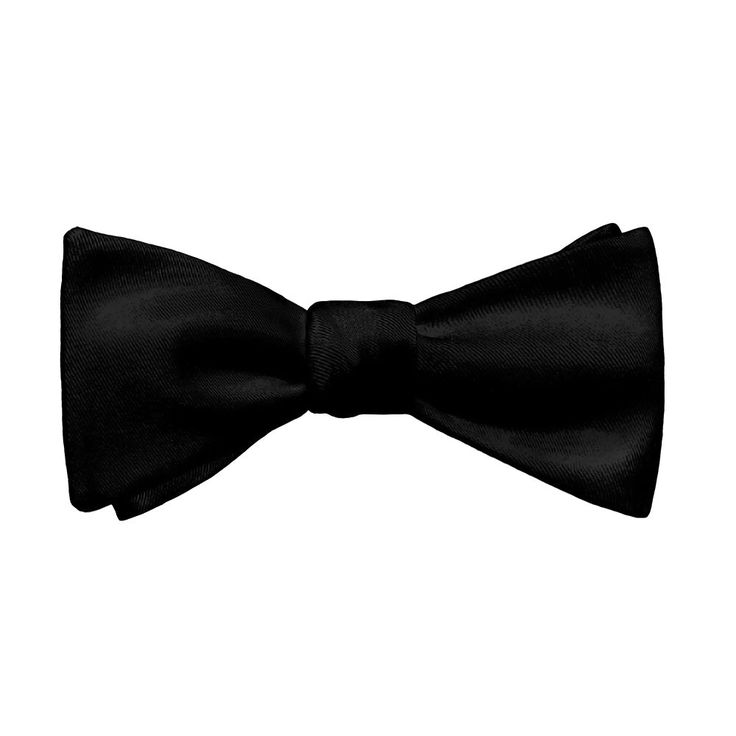 Solid KT Black Bow Tie - Adult Standard Self-Tie 14-18" - Knotty Tie Co. Pre-tied Satin Bow For Black Tie Events, Classic Pre-tied Decorative Bow, Solid Black Tie Bow With Ties, Pre-tied Decorative Bow Tie For Black Tie Events, Classic Black Tie Event Bow Tie, Solid Black Tie With Decorative Bow, Classic Bow Ties For Black-tie Events, Tuxedo Bow For Black-tie Events, Classic Black Tie With Decorative Bow