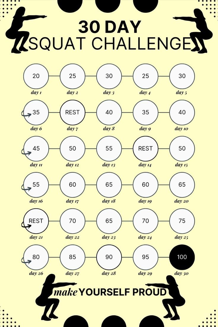 the 30 day squat challenge is shown in black and white, with numbers on it