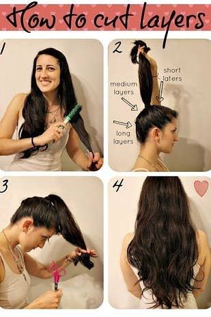 27 Tips And Tricks To Get The Perfect Ponytail Ponytail Haircut, Long Hair Diy, Diy Ponytail, Cut Own Hair, Layered Haircuts For Women, How To Cut Your Own Hair, Diy Haircut, Hair Trim, Long Layered Haircuts