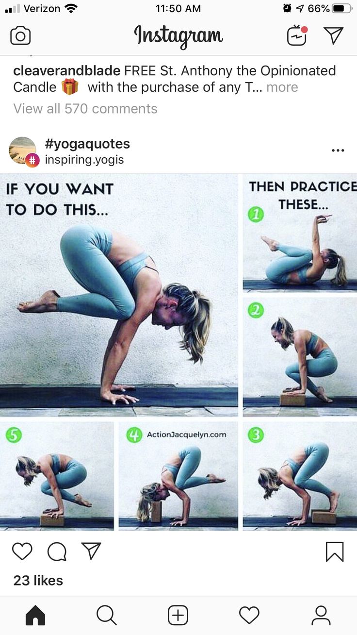 a woman doing yoga poses on her cell phone, with the caption'if you want