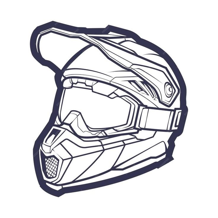 a motorcycle helmet drawn in black and white