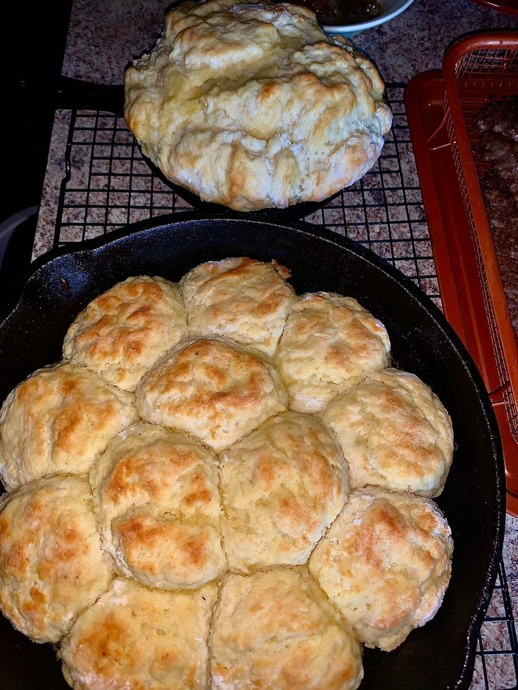 two pans that have some food in them