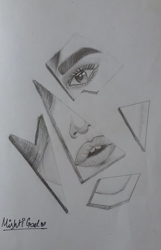 a pencil drawing of a woman's face