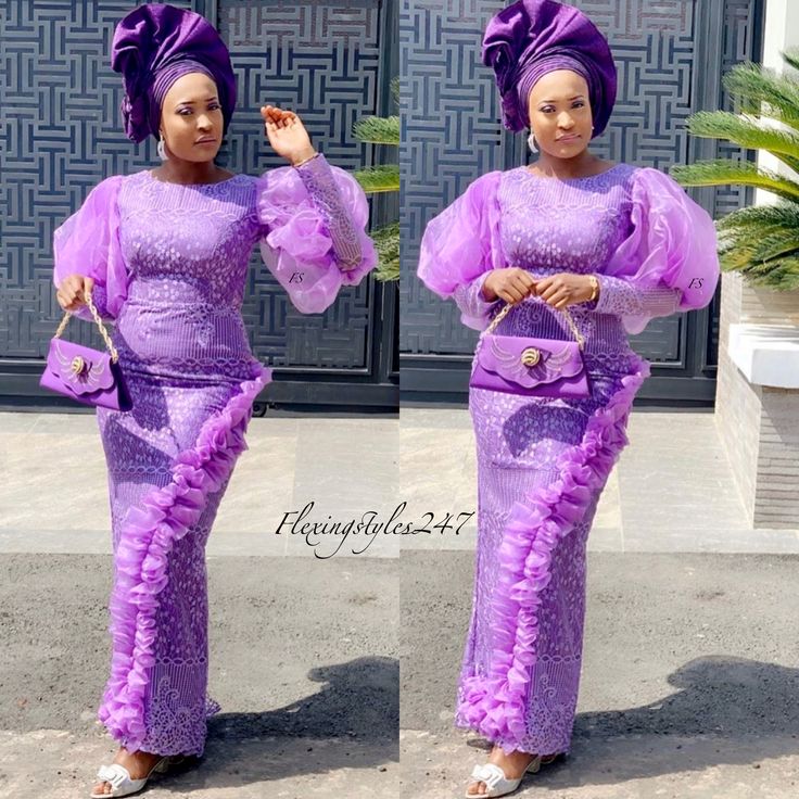 Lilac Lace Gown Styles Aso Ebi, Purple Aso Ebi, Lilac And Purple Aso Ebi, Onion Purple Lace Asoebi Styles, Lace Gown Styles Aso Ebi, Trending Aso Ebi Lace Styles 2022, Aso Ebi Lace Styles 2022 Long Gown, Asoebi Styles Lace, Lace Styles For Wedding