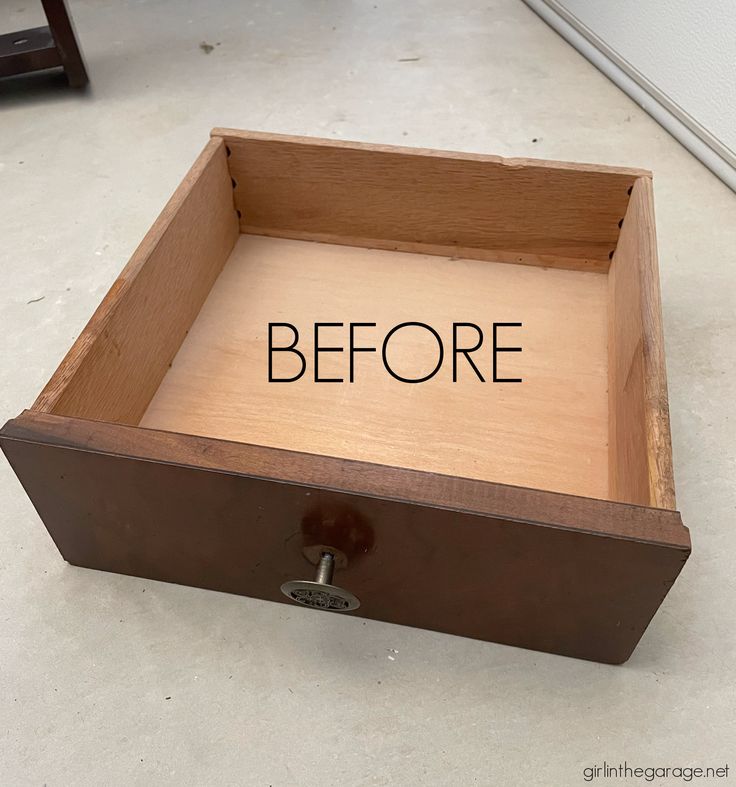 a wooden box with the words before written on it