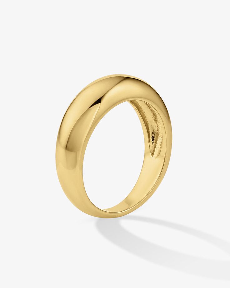 Made in 18K gold over brass Use our Ring Sizer to find your perfect fit Band thickness: 6.5 mm Gold Stackable Signet Ring With Thick Band, Gold Thick Band Stackable Signet Ring, Gold Signet Ring With Thick Band Stackable, Gold Thick Band Promise Ring, Gold Signet Ring Stackable With Thick Band, Gold Thick Band Ring Tarnish Resistant, Gold Wide Band Ring For Promise, Gold Oval Stackable Rings, Tarnish Resistant, Gold Oval Stackable Rings Tarnish Resistant