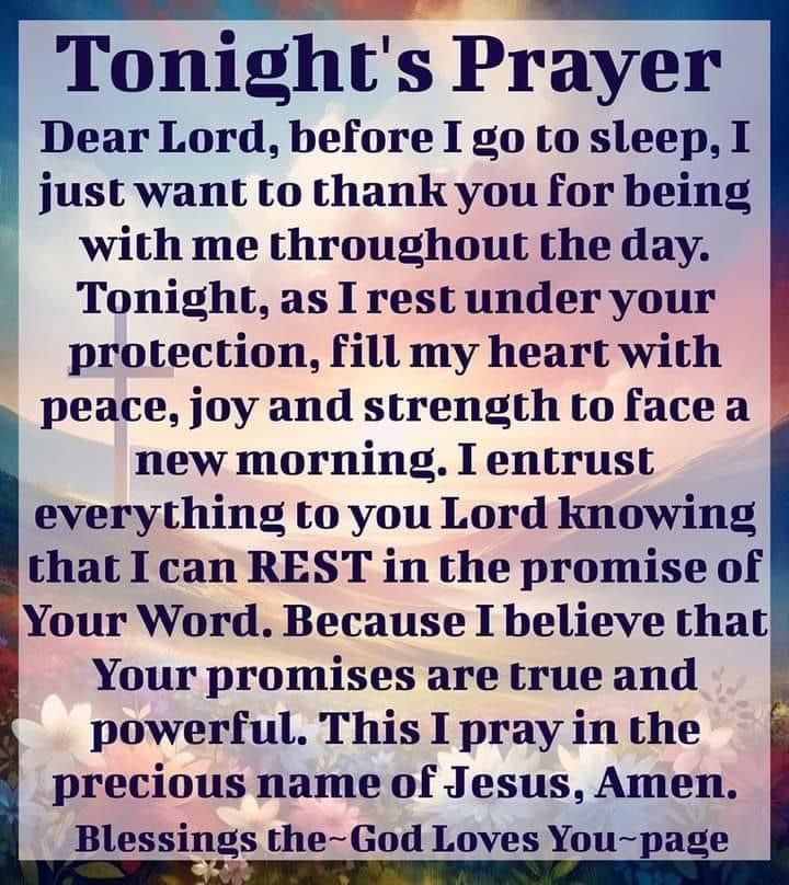 a poem that says, tonight's prayer dear lord before i go to sleep