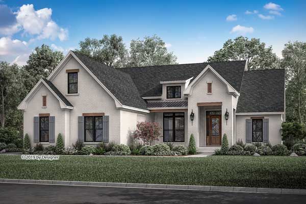 this is an artist's rendering of the front elevation of these country home plans