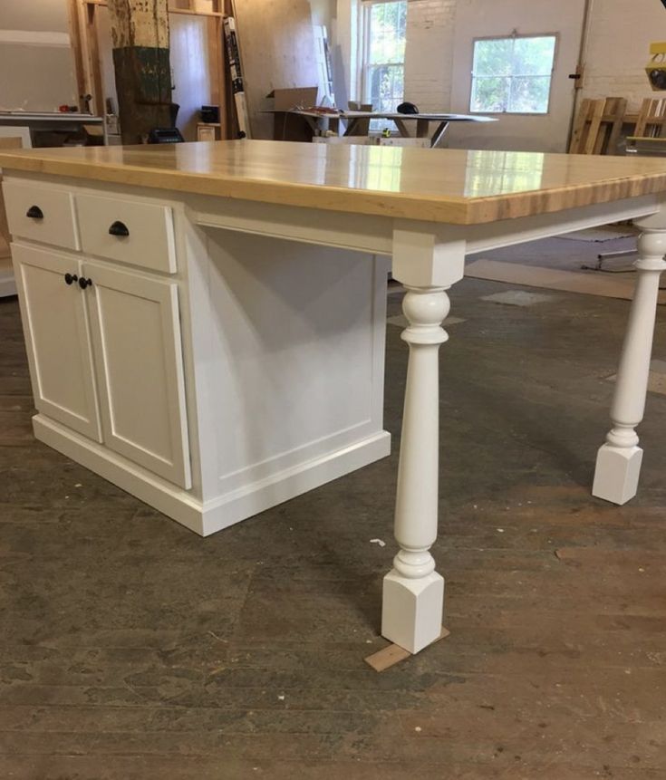 a kitchen island in the middle of a room