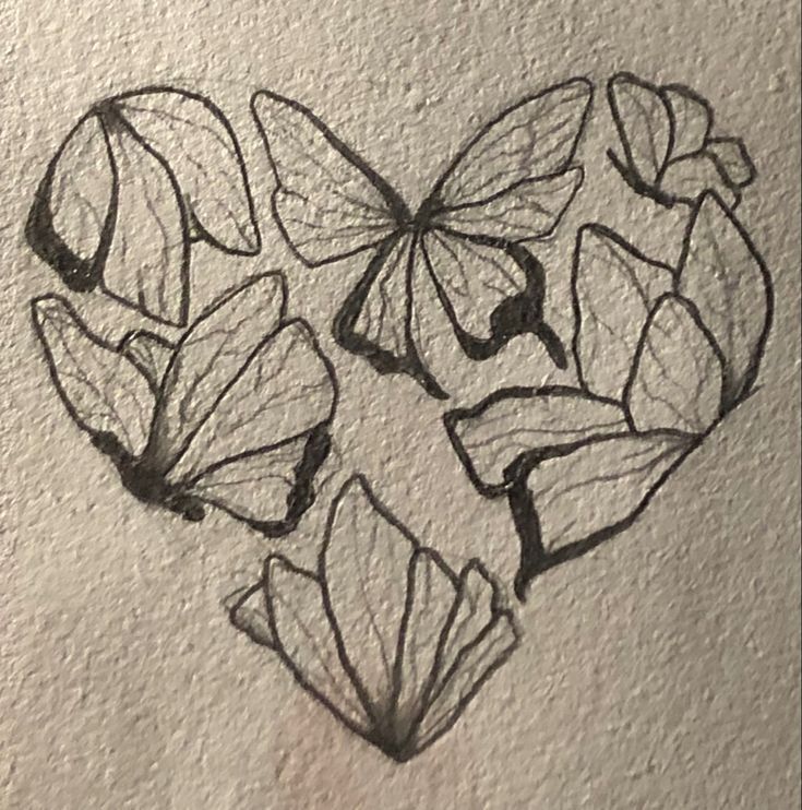 a drawing of butterflies in the shape of a heart