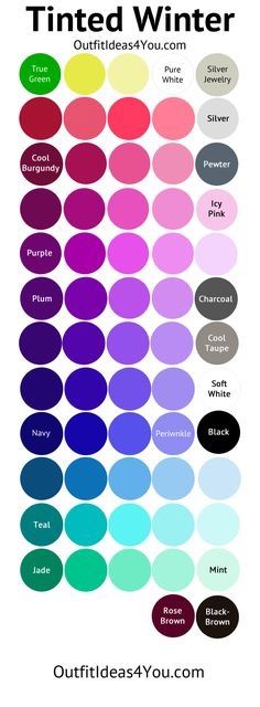 a color chart with the names and colors in it