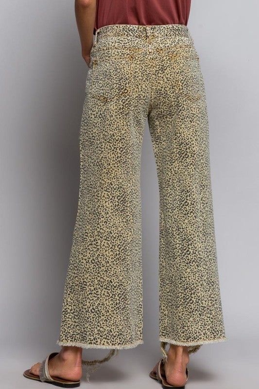 Animal Print Is Everyone's Favorite! Animal Print Denim Jeans with a New Modern Twist. Wide Raw Distressed Hem Featuring Button and Zipper Closure 5 Pockets Mustard Color 100% Cotton Measurement: (S) Waist 28" Rise 10" Inseam 26" (M) Waist 30" Rise 11" Inseam 27" Printed Denim Jeans, Animal Print Jeans, Print Jeans, Print Denim, Favorite Animal, Mustard Color, Printed Jeans, Printed Denim, Boho Bohemian