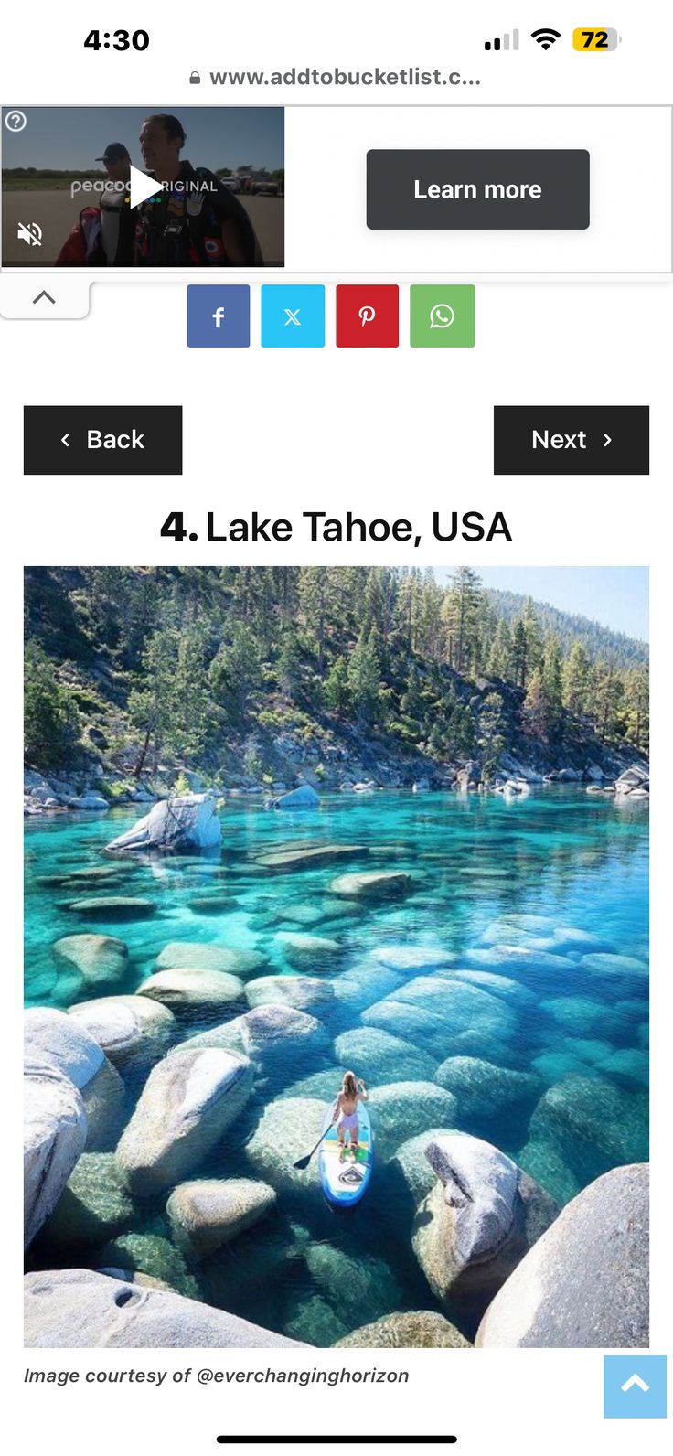 the website for lake tahoe, usa is shown in this screenshoter image