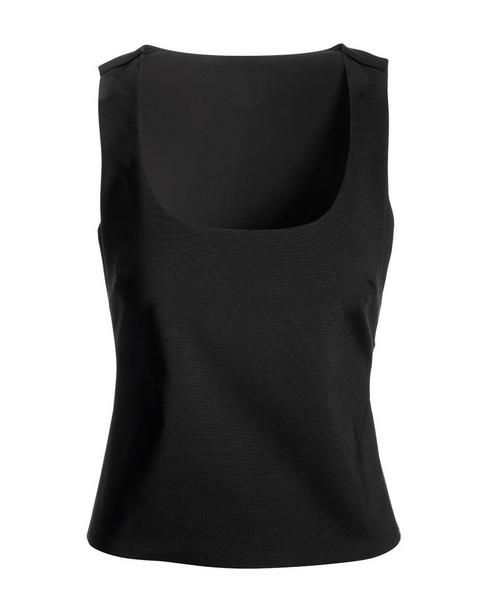 Our modern shell top is your staple layering piece, featuring sleek lines and a comfortable fit. Designed for three-piece suiting polish, pair to our coordinating Modern trousers and blazers for chic work and occasion looks. | Boston Proper - Black - Modern Shell - 18 Chic Fitted Tops For Business, Chic Fitted Business Tops, Sleek Tops For Workwear, Fitted Tops For Night Out, Elegant Structured Tops For Workwear, Tailored Sleek Tops For Work, Sleek Fitted Top For Business Casual, Chic Structured Tops For Formal Occasions, Shell Tops