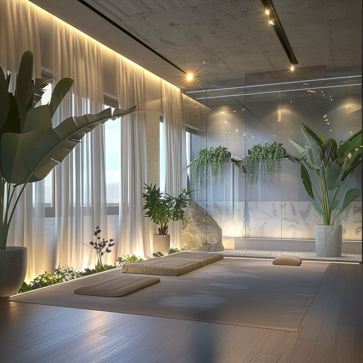 a room that has some plants in it