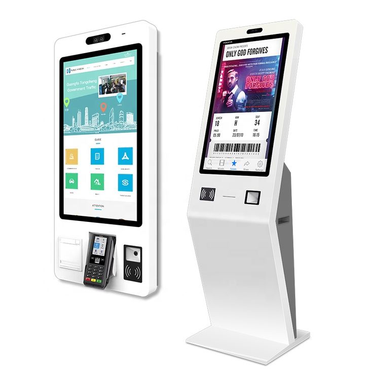 an electronic kiosk with a phone on it