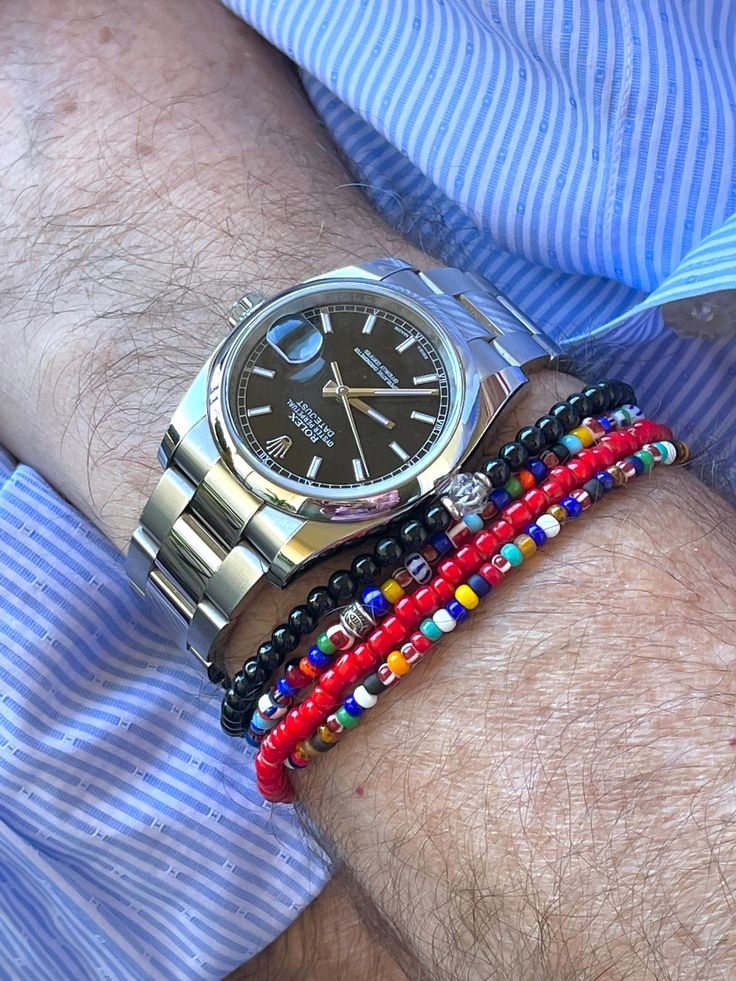 "Trendy minimalist men's beaded bracelet features tiny bright red white heart glass beads handmade in Ghana. Beads are approximately 4mm with bright white centers that give them their name. Beaded on professional stretch elastic with single Karen Hill Tribe 24k gold vermeil cube bead as focal accent. Gold vermeil is real gold over the top of pure .997-.999 Thai silver base. Really stunning! Bracelet is made to fit average size 7\" wrist. If you need a different size please message me. Last photo Paris Charm Bracelet, Ghana Beads, Black Tourmaline Bracelet, Red Beaded Bracelet, Minimalist Men, Raw Quartz Crystal, Black Onyx Bracelet, Surfer Necklace, Hippie Bracelets