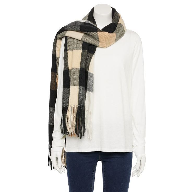 Sonoma Goods For Life defines cold-weather style and comfort with this women's plaid oblong scarf. Sonoma Goods For Life defines cold-weather style and comfort with this women's plaid oblong scarf. FEATURES HeavyweightFABRIC & CARE Hand wash Recycled polyesterSUSTAINABILITY FEATURES Contains recycled polyester Size: One Size. Color: White. Gender: female. Age Group: adult. Accessories Guide, Cold Weather Fashion, Wrap Scarf, Plaid Design, Selling On Ebay, Womens Plaid, For Life, Cream Color, Fabric Care