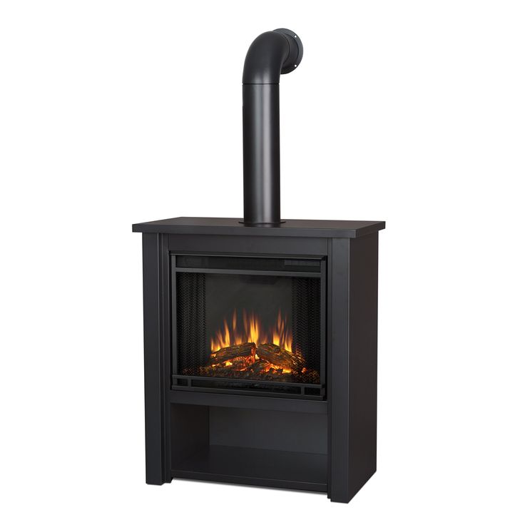 an electric fireplace with a heater on top