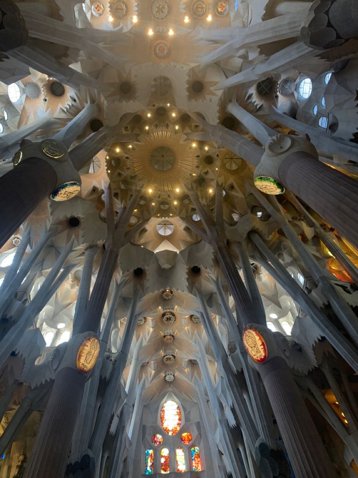 the interior of a large cathedral with vaulted ceilings