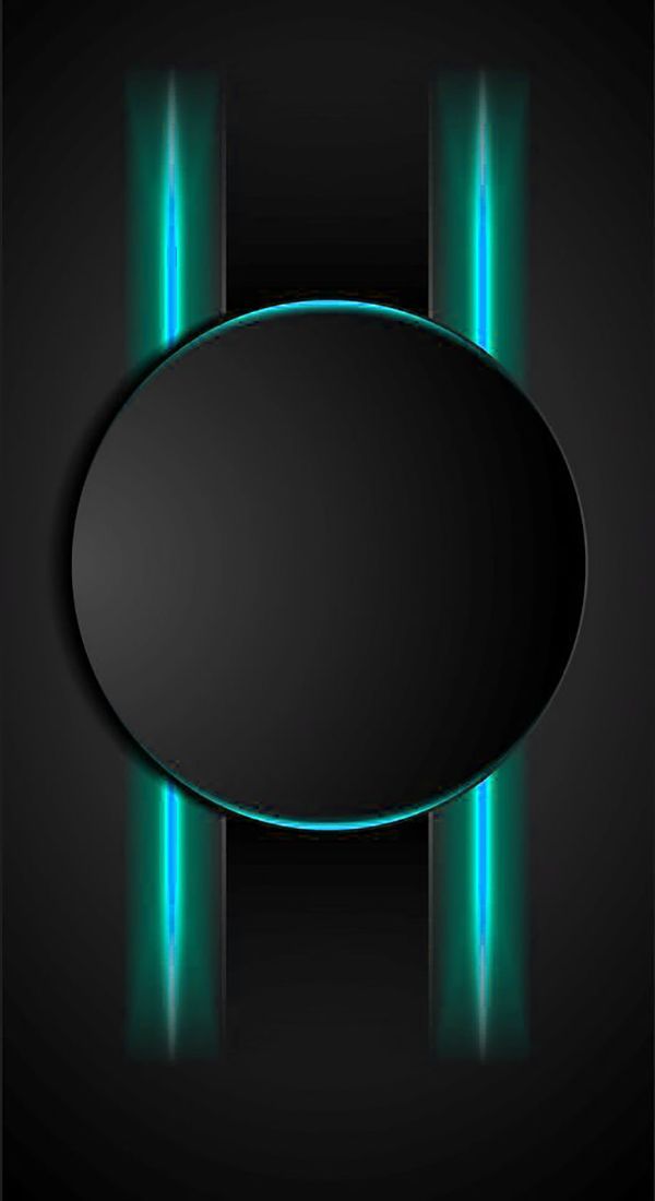 an abstract black background with blue and green lines on the edges, as well as a circular