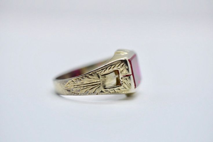 - vintage Art Deco - tested 14k white gold - Ruby (emerald cut) - stone measures approx: 10mm x 8mm Carat weight approx: 3.79ct - size 6 1/2 - weighs 4.6 grams Classic Ruby Ring With Rectangular Polished Finish, Classic Ruby Ring With Polished Rectangular Finish, Classic Rectangular Ruby Ring With Polished Finish, Classic Rectangular Emerald Ring In White Gold, Classic Rectangular White Gold Emerald Ring, Classic White Gold Rectangular Emerald Ring, Hallmarked Rectangular Ruby Ring For Formal Occasions, Classic Rectangular Emerald Wedding Ring, Classic Wedding Emerald Cut Emerald Ring